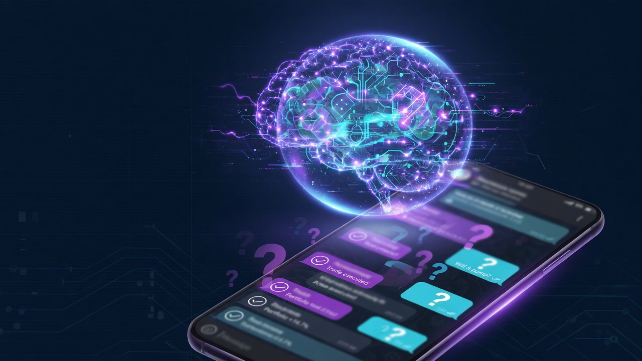 Neural orb over chat interface for AI crypto Telegram bots