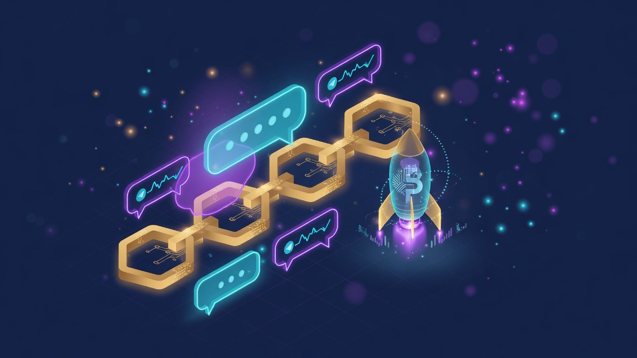 BNB Chain abstract hex pattern with chat bot motif