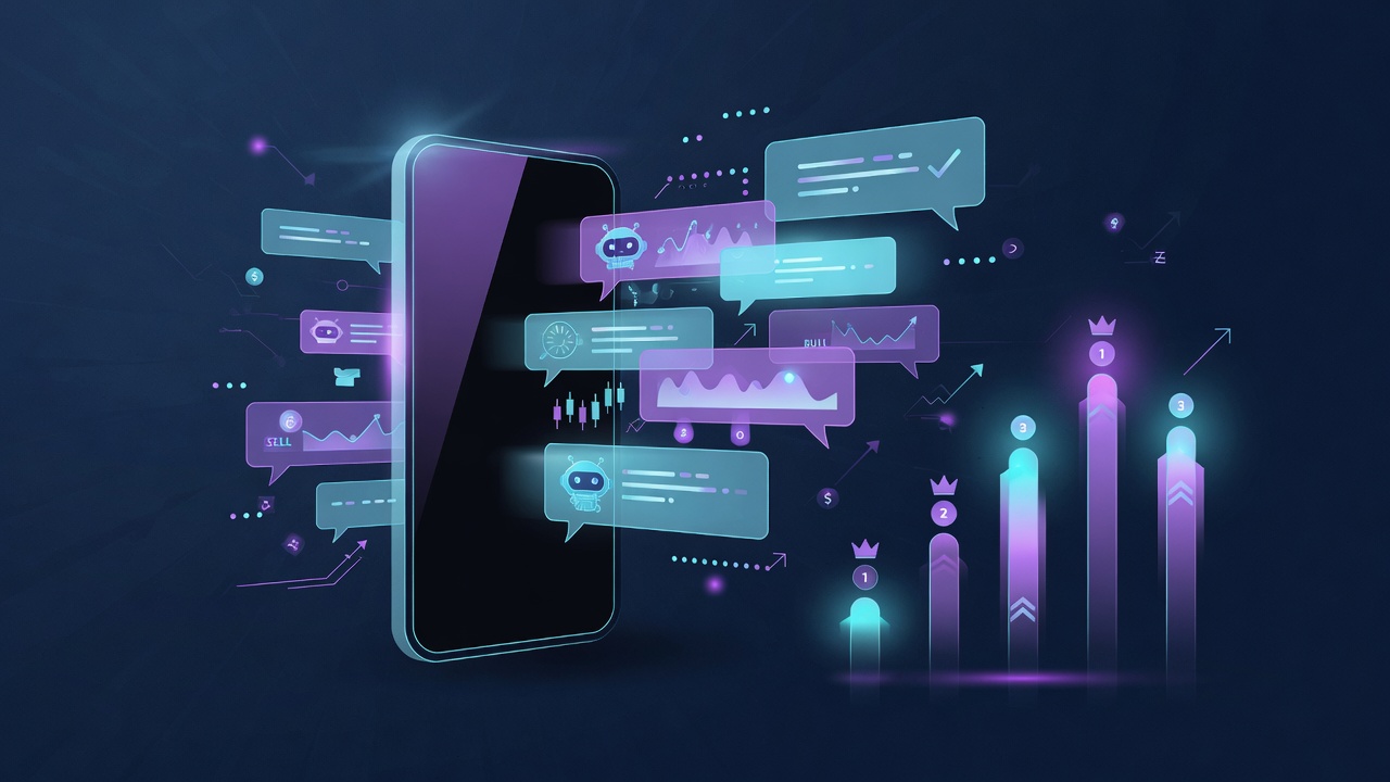 Abstract illustration of ranking Telegram crypto bots