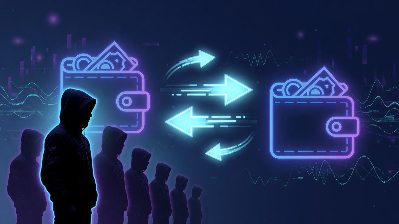 Mirrored wallets and arrows illustrating Telegram copy trading