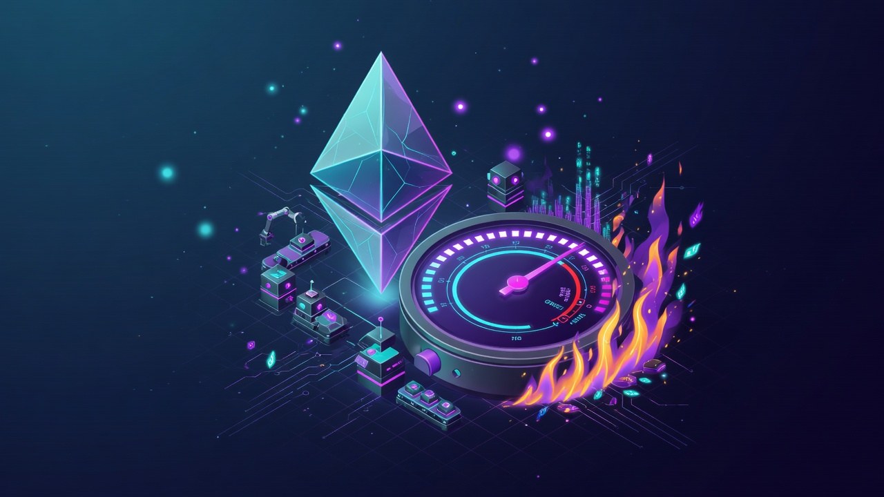 Gas meter and Ethereum diamond with Telegram UI motif