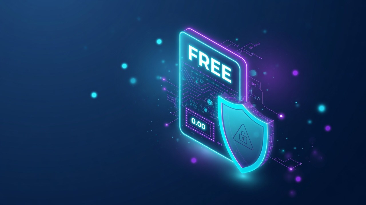 Price tag zero with fine print motif for free bots