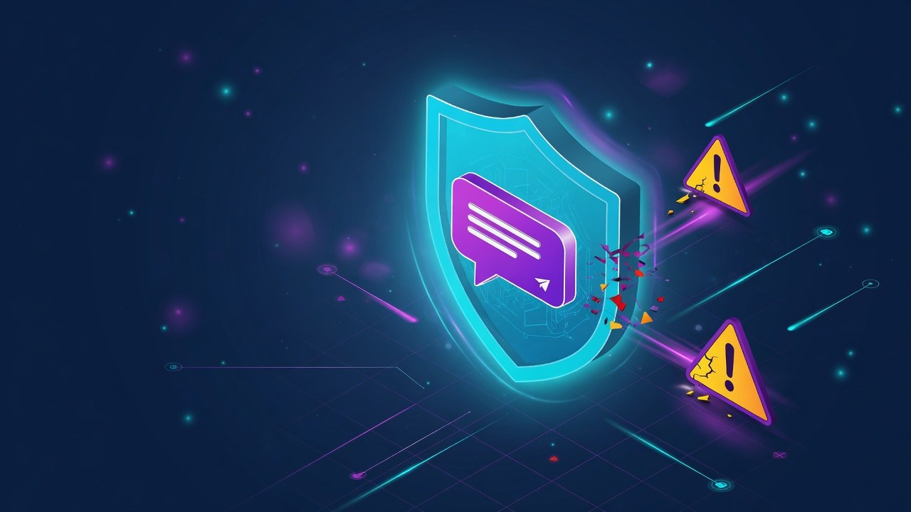 Shield and chat interface motif for Telegram bot safety