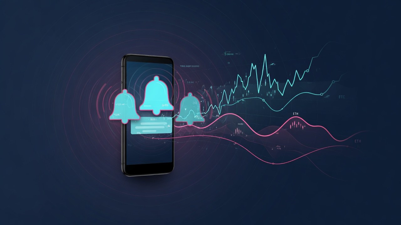 Phone with alert bells and sparklines for crypto price alert bots