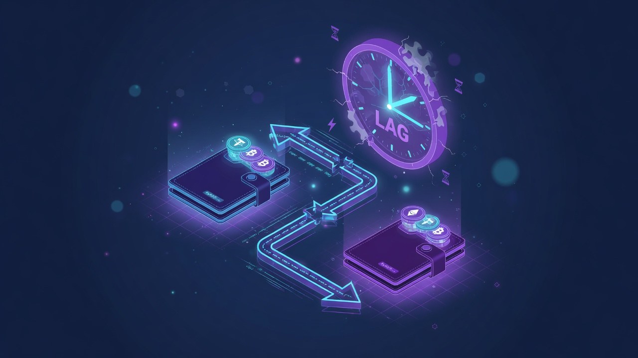 Delayed signal arrows between wallets motif