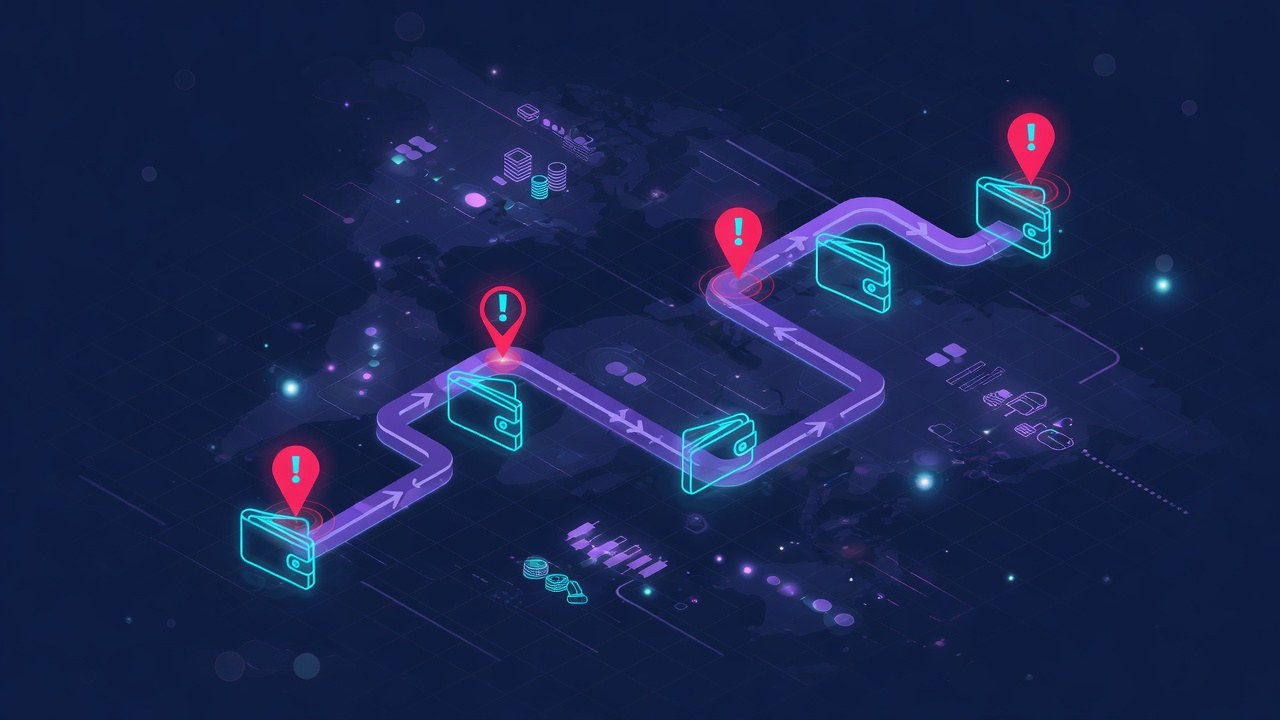 Highlighted wallet path with alert pins motif