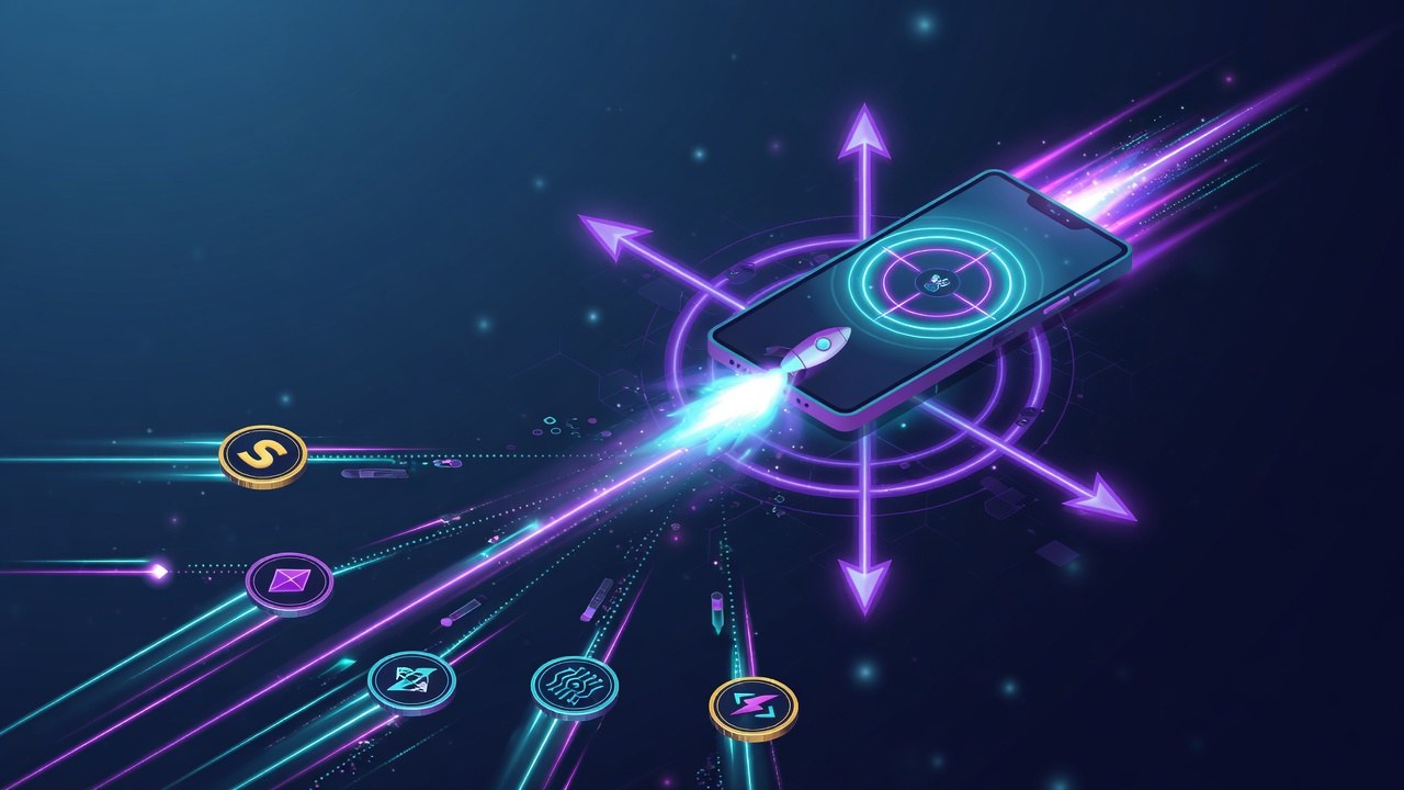 Abstract speed lines and chat bubbles for Telegram sniper bots