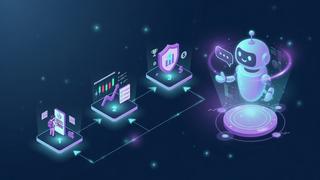 Simple step icons for beginner Telegram trading bot setup