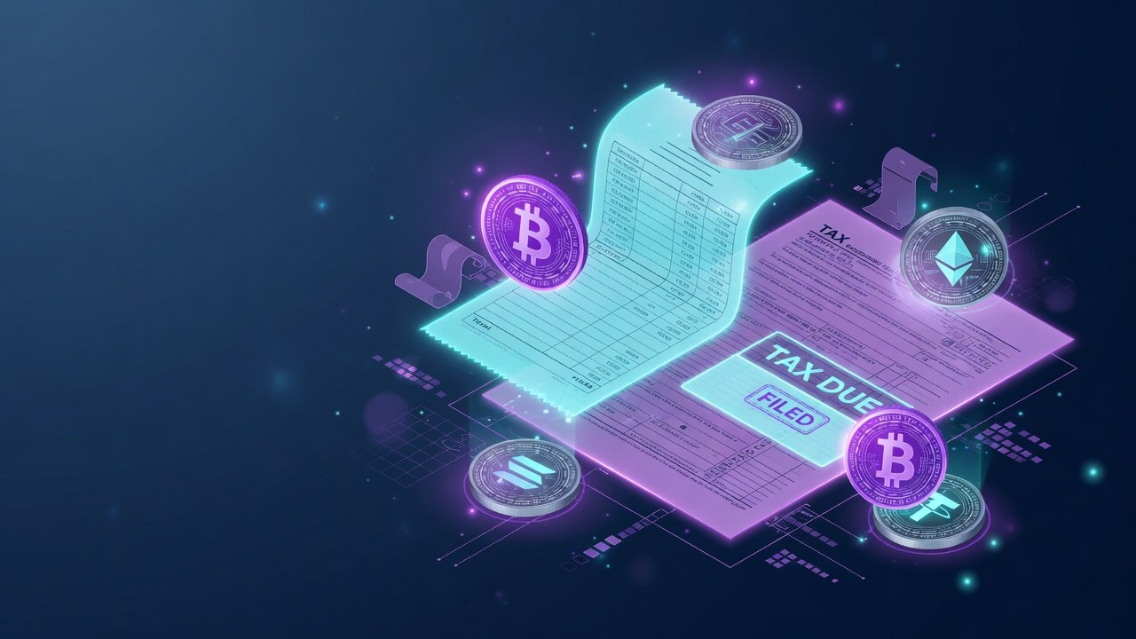 Receipts and ledger with crypto chat motif