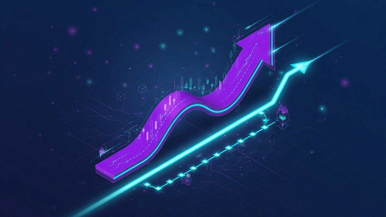 Trailing stop line following price chart motif